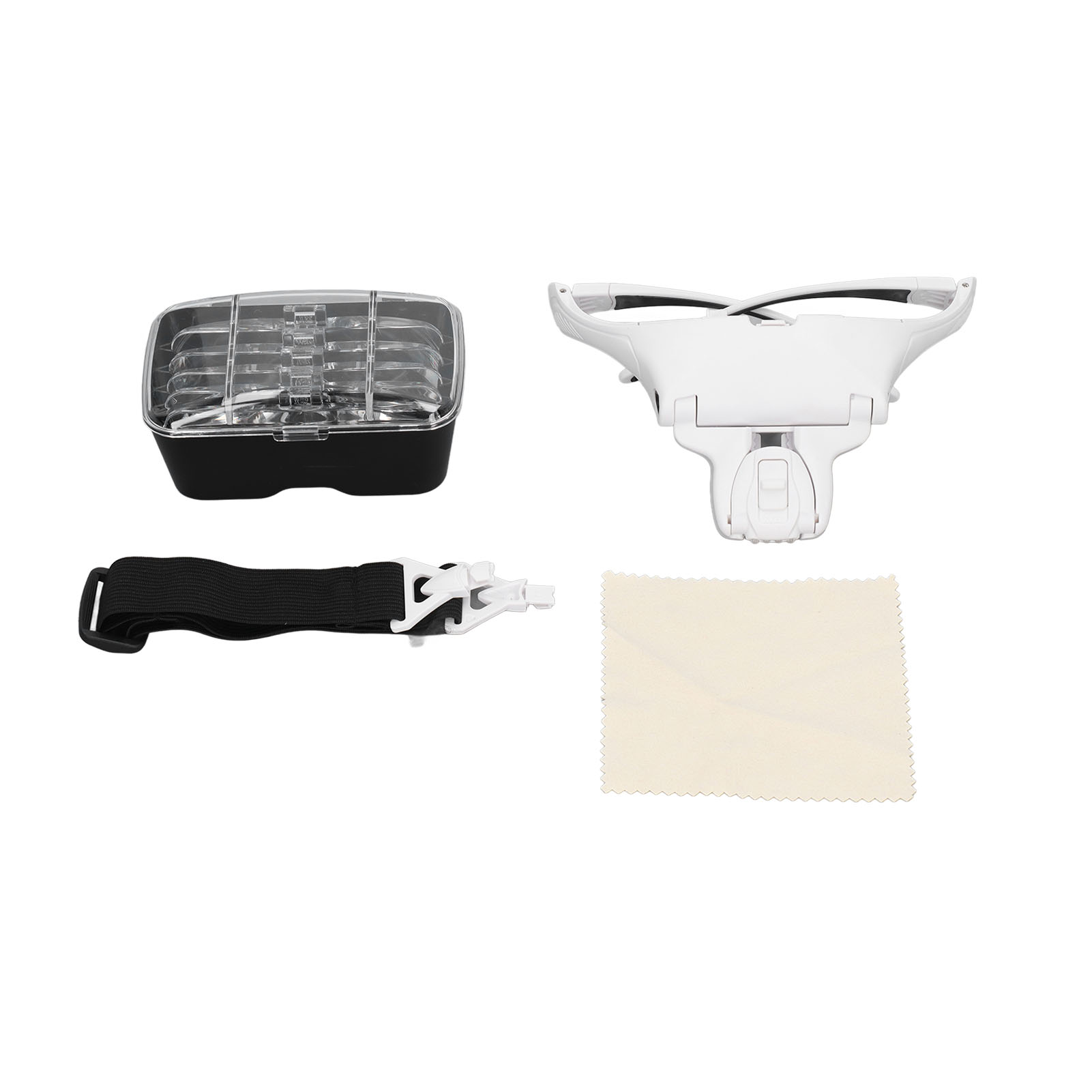 Loupe frontale LEDE ergonomique à 5 lentilles amovibles, 5 grossissements 1X à 3,5X, 4 LED