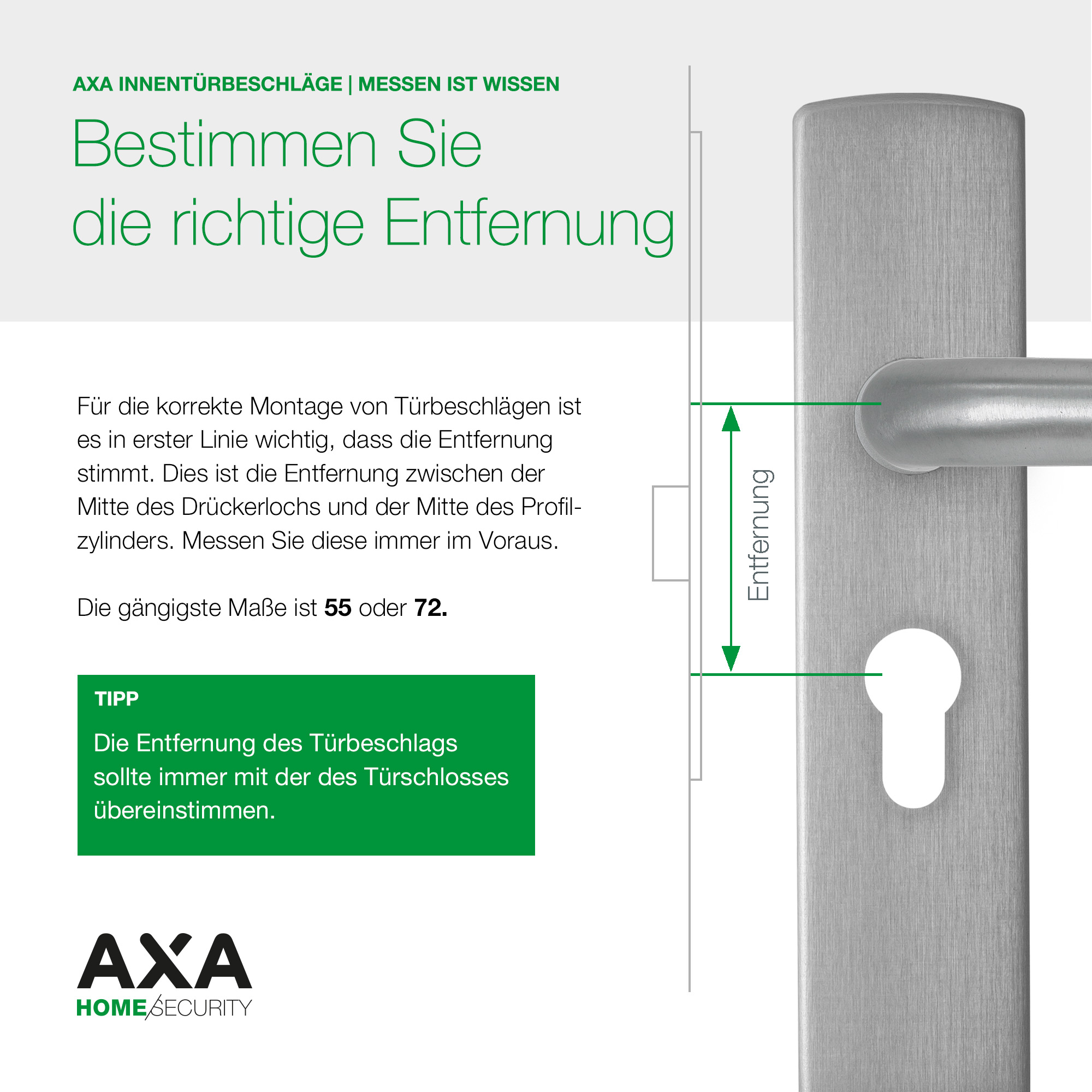 Axa Türbeschlagset Für Innentüren - Edge Basic Block - Türgriff Aus Aluminium - Mit Zylinderbohrung - Pc55 - Türgriff Mit Schutzblech