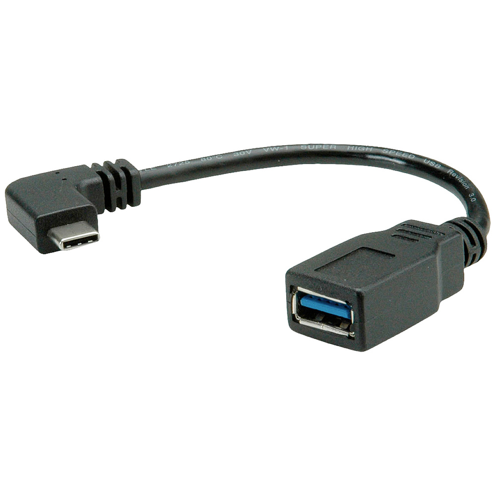 USB 3.2 Gen 1 Kabel Typ C (gewinkelt) - Typ A, ST/BU, schwarz, 0,15 m, OTG - Image 4