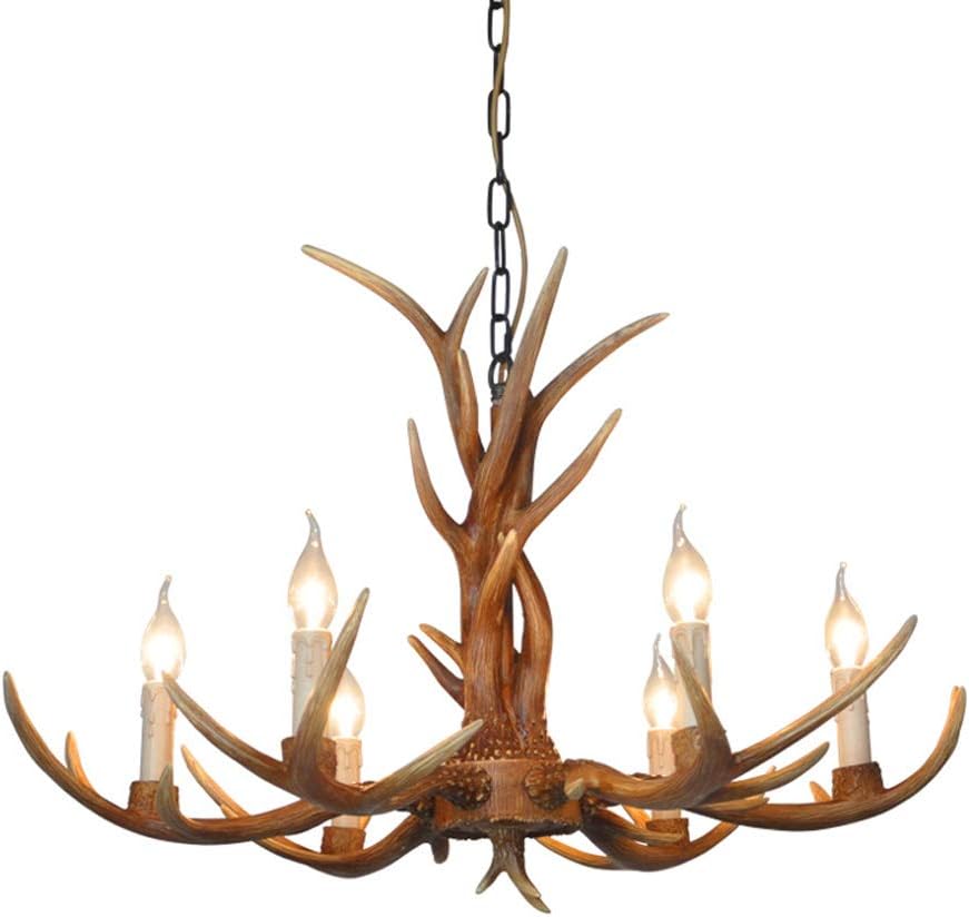 Gojoy – Lustre Rustique En Bois De Cerf 6 Têtes – Luminaires Suspendus