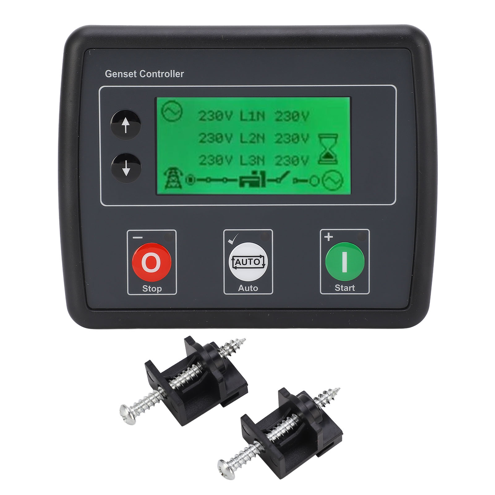 Contrôleur de générateur 3 phases avec écran LCD, démarrage automatique, 600VAC, noir