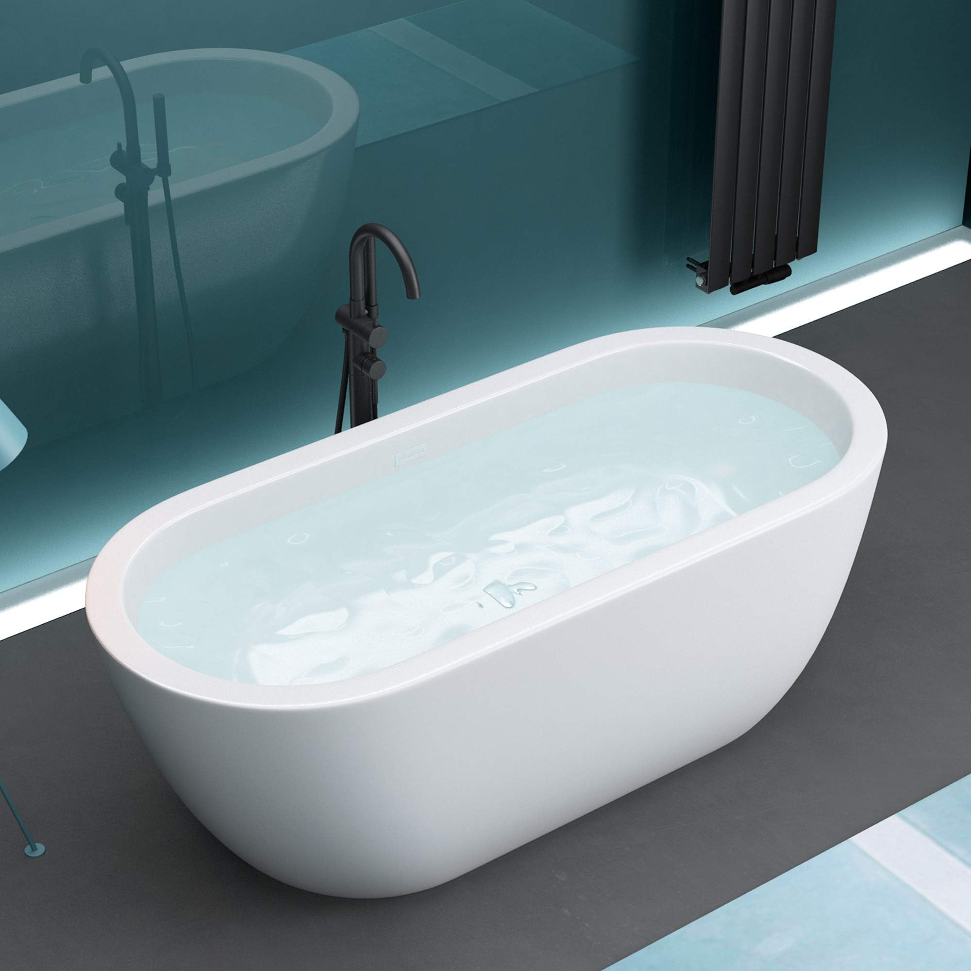 Mai & Mai Freistehende Badewanne Acryl Oval Wanne Standbadewanne 180x80cm V501