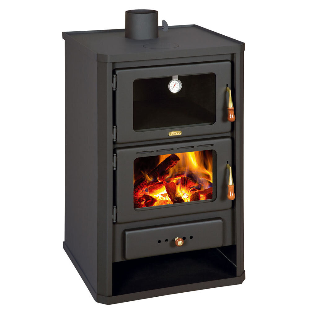 Stufa A Legna Con Forno Prity Fg – 14,2 Kw, Nero Grafite, Classe A, Forno Con Termometro Integrato