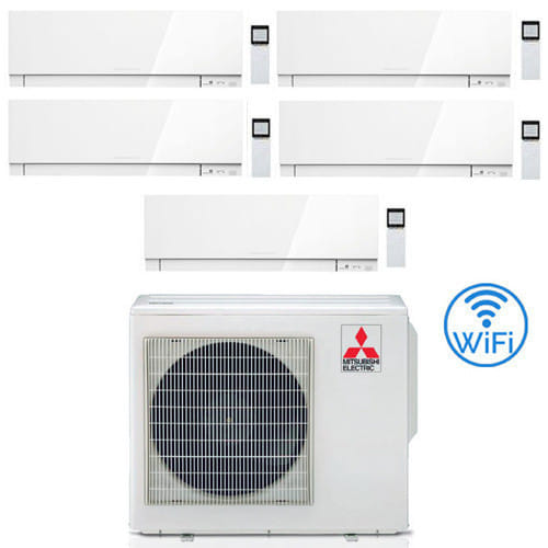 Climatizzatore Condizionatore Mitsubishi Kirigamine Zen Wifi Bianco Penta Split Inverter 9000 + 9000 + 9000 + 9000 + 9000 Btu Con U.e. Mxz-5f102vf Classe A++ /a++ Novitá