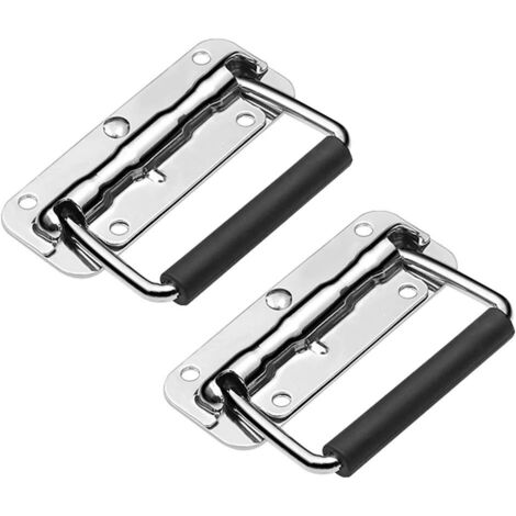 Poignée pliante à ressort pour boîte à outils, acier inoxydable chromé, 110x41mm
