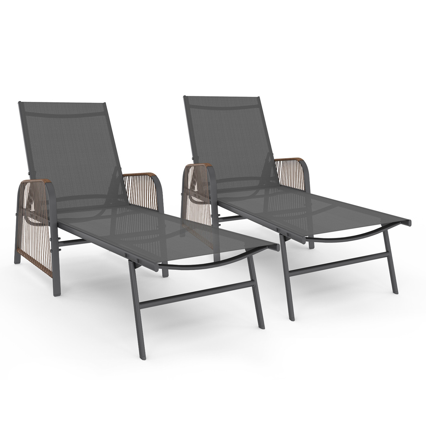 Idmarket – Transats De Jardin Inclinables – Lot De 2 – Structure En