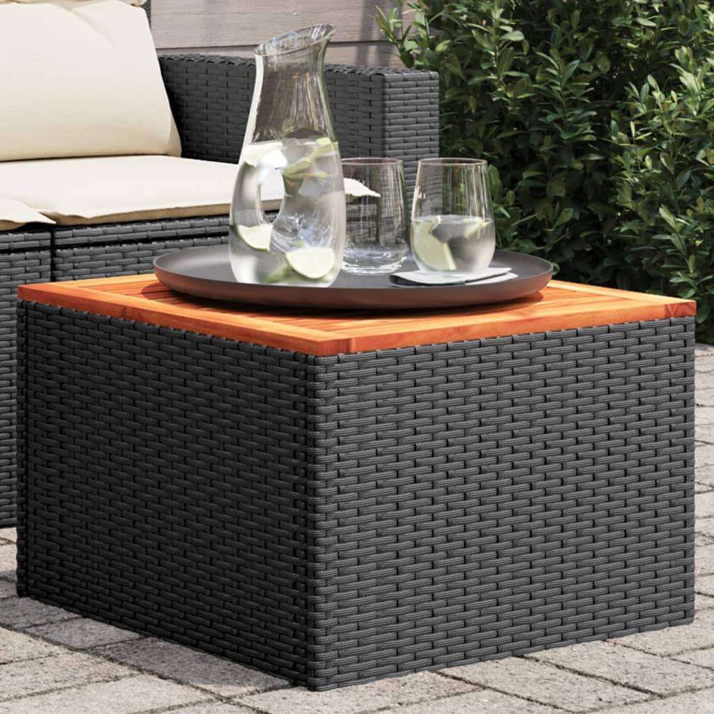 Vidaxl - Table De Jardin Noir 55x55x37 Cm Résine Tressée Et Bois Acacia