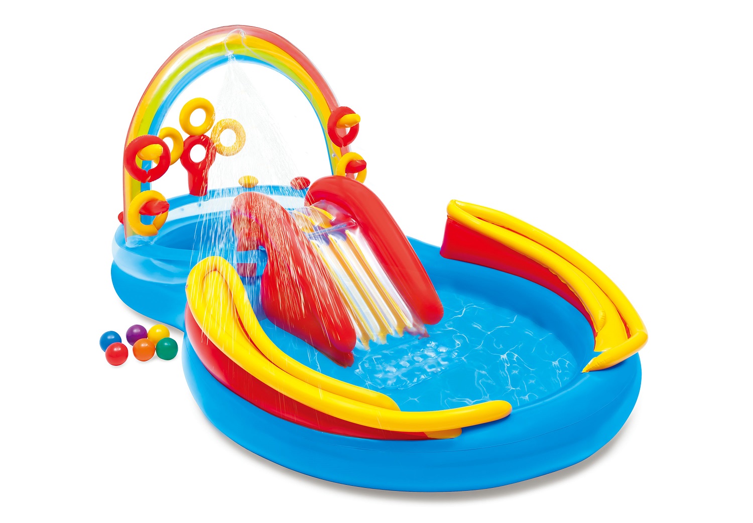 Intex Aufblasbares Spielhaus "Rainbow Ring Play Center", Bunt, B:297cm H:135cm T:193cm, Pvc, Aufblasartikel - Image 2