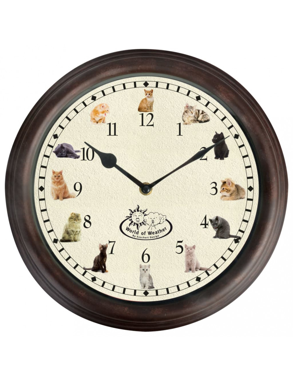 Esschert Design Mehrfarbig Wanduhr, Gartenuhr Mit Katzengeräuschen Ø 30 Cm, (30 Cm) - Bild 3