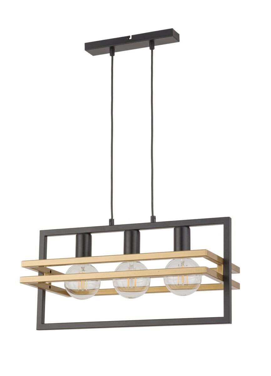 Suspension Loft Merci Noire/dorée 3 Lumières E27 Sigma