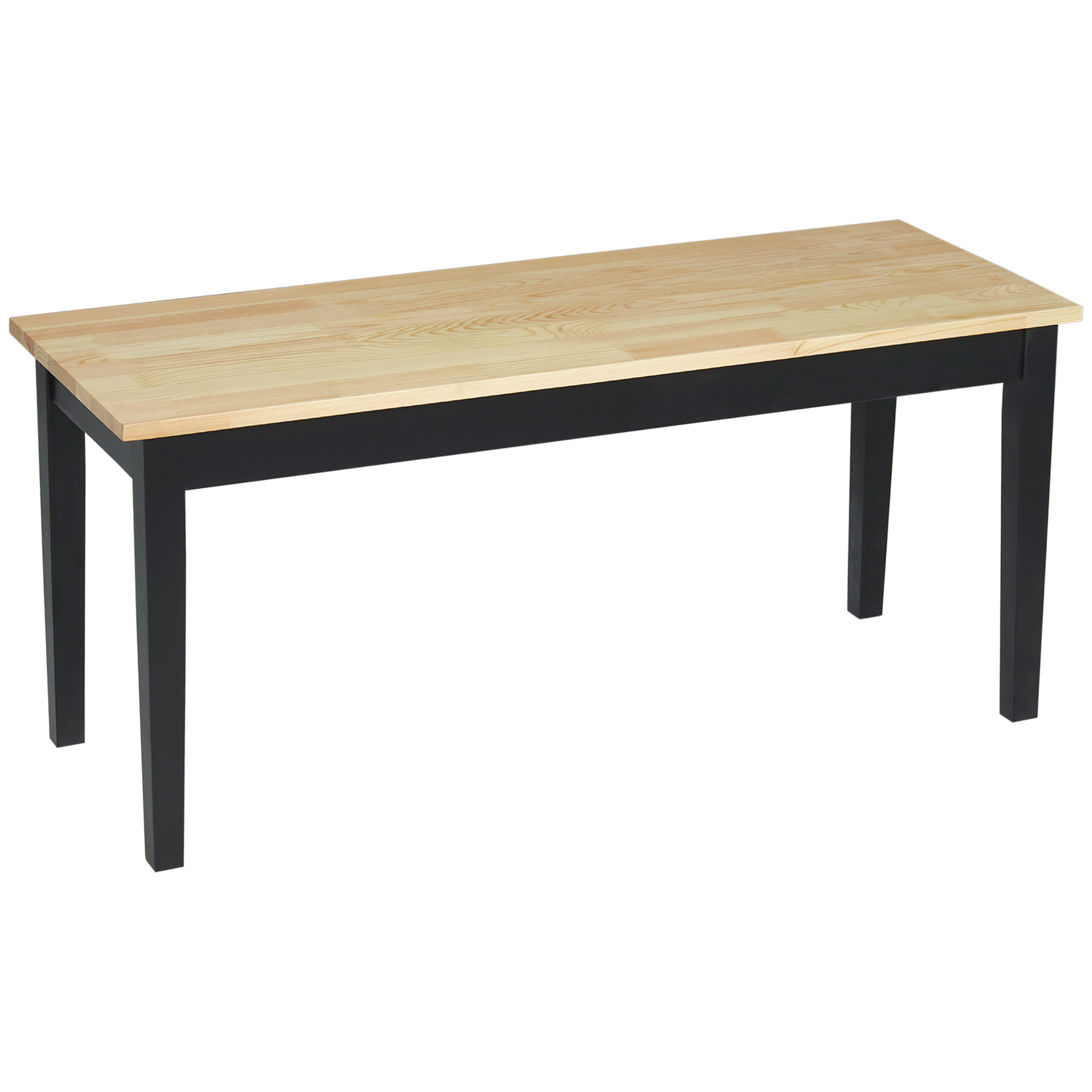 Homcom Schwarz - Sitzbank 2-Sitzer Essbank Holzbank, Küchenbank Wohnzimmerbank Für Küche, Eingang, Bis 220 Kg Belastbar, Kiefernholz, Natur+ 102 X 36 X 45 Cm