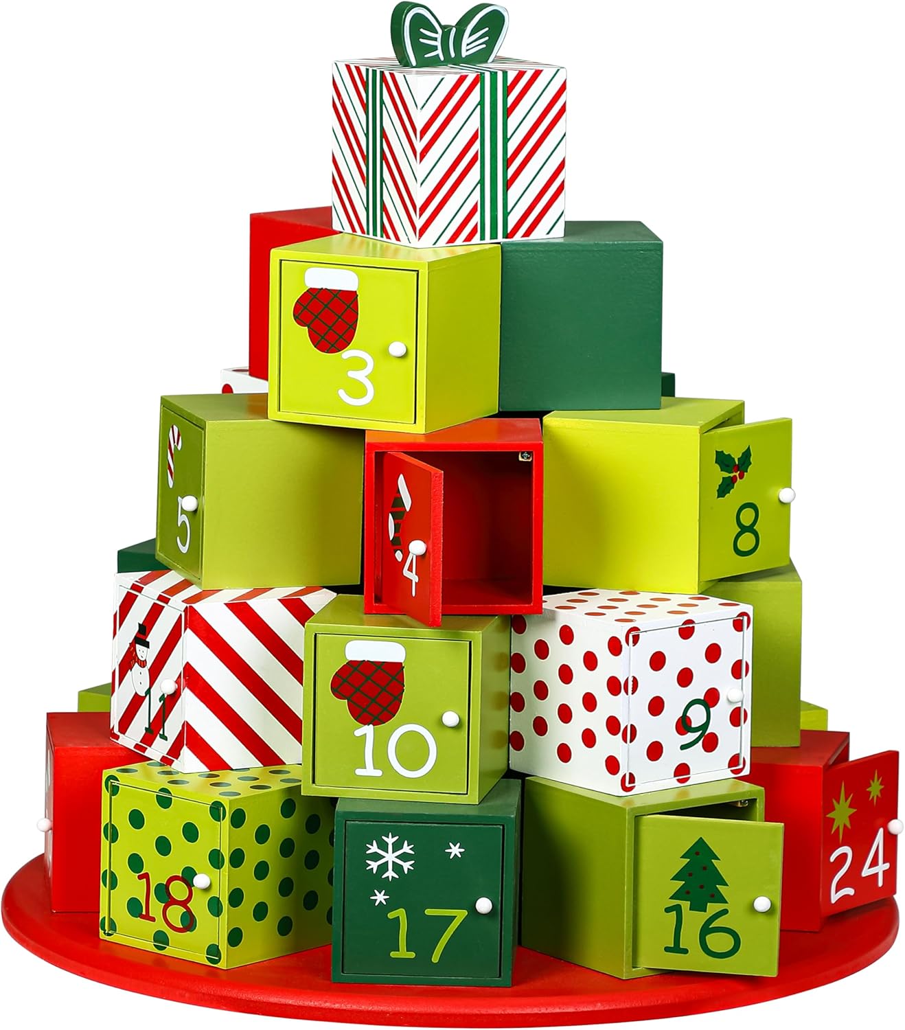 Wiederverwendbarer Adventskalender Aus Holz „xxl Berg Der Geschenke“ Mit 24 Schubladen Zum Befüllen. Individuelle Weihnachtsdekoration Für Zuhause. Geschenkidee.
