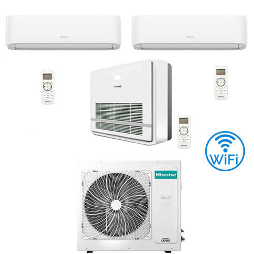 Climatizzatore Condizionatore Hisense R32 Trial Split Inverter Hi Comfort Wifi Più Console 9000 + 9000 + 9000 Btu Con U.e. 4amw81u4rjc Classe A++/a+