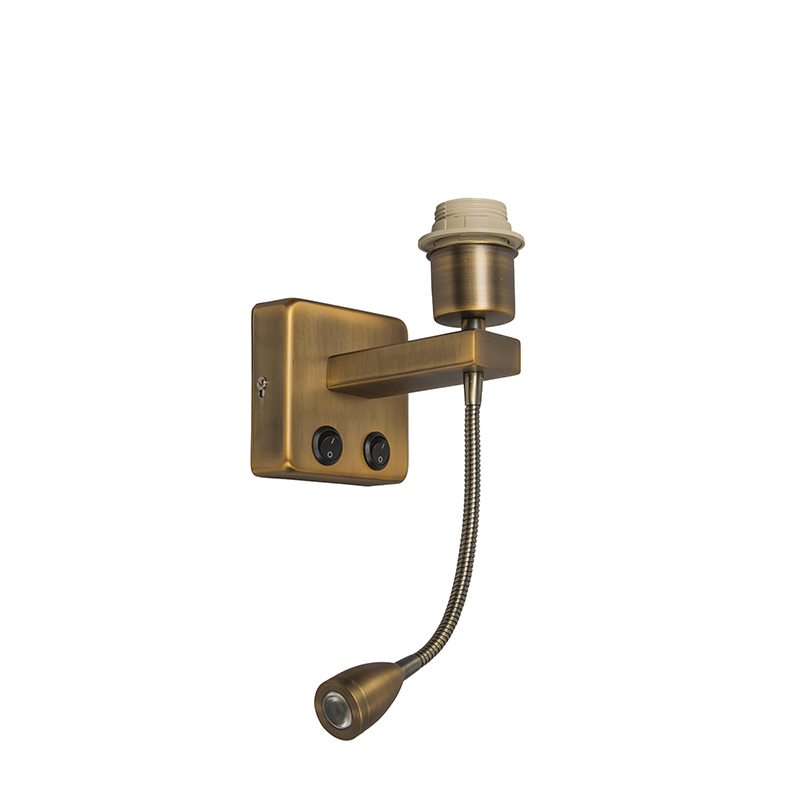 Qazqa Wandleuchte Bronze Inkl. Led Mit Lesearm - Brescia Combi