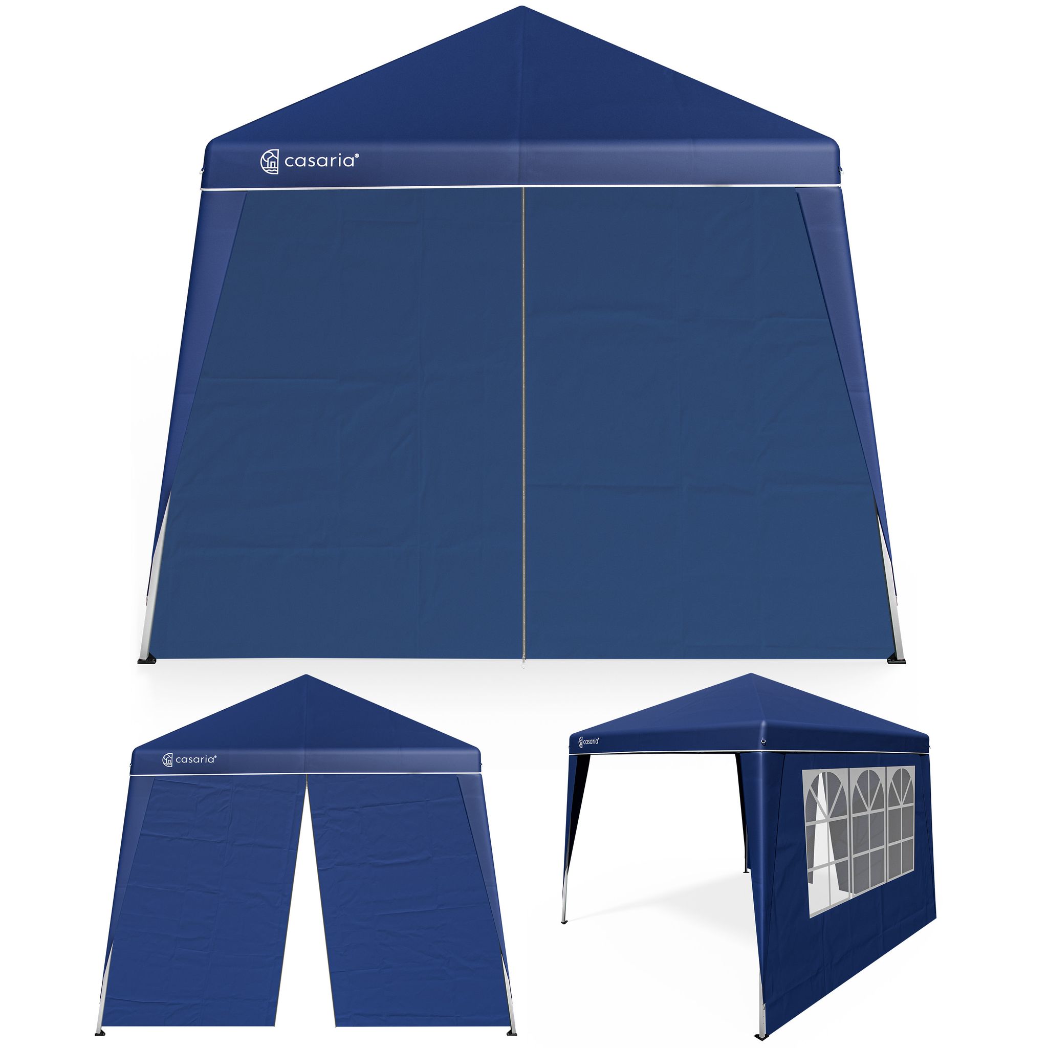 Casaria® Pavillon Pop-up 3x3m Inkl. 2 Seitenteile Farbauswahl Uv-schutz 50+ Inkl. Tasche Wasserdicht Faltbar Faltpavillon Zelt Festival Capri Blau