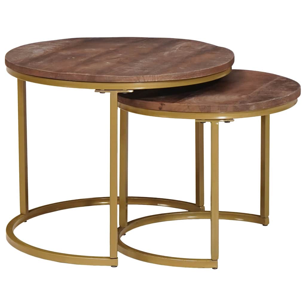 Tables Basses Gigognes 2 Pc Marron Foncé 50 X 50 X 40 Cm Vidaxl