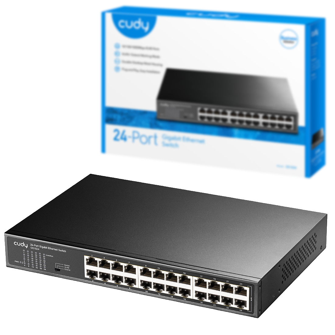 Cudy GS1024 network switch Gigabit Ethernet (10/100/1000) Black (24 Ports), Netzwerk Switch, Schwarz - Bild 6