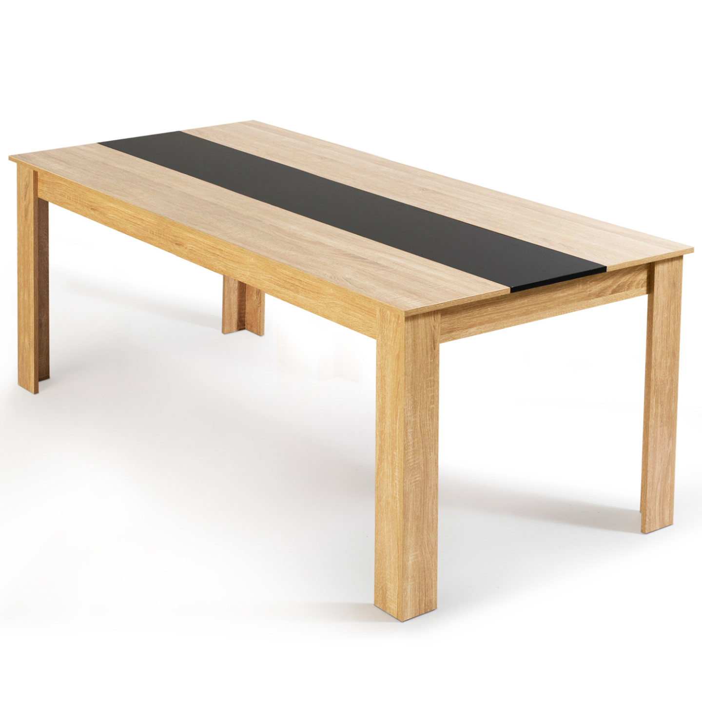 Idmarket - Table À Manger Rectangle Georgia 8 Personnes Imitation Hêtre Et Noire 160 X 90 Cm
