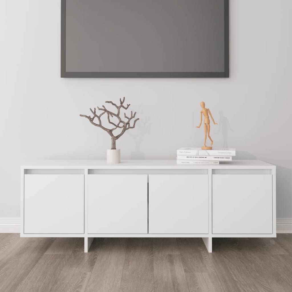 Vidaxl – Meuble Tv Blanc 120x30x40,5 Cm En Bois D'Ingénierie – 4 Portes De Rangement – Construction Stable Et Durable – Facile À Nettoyer