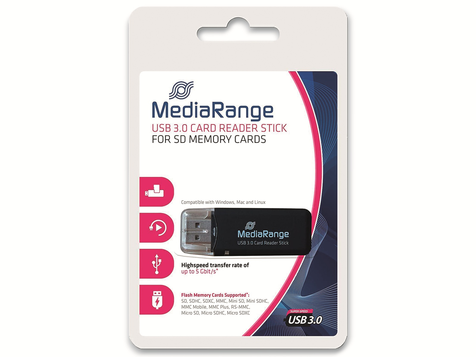 Mediarange Schwarz Usb3.0 Cardreader Mrcs507, - Bild 7