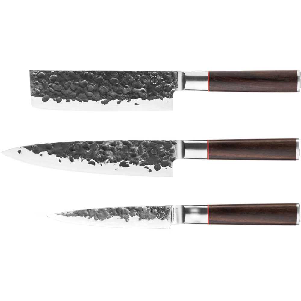 Set couteaux - FORGED - BRUTE - Acier Japonais 440c - Manche en bois Dalbergia - 3 pieces