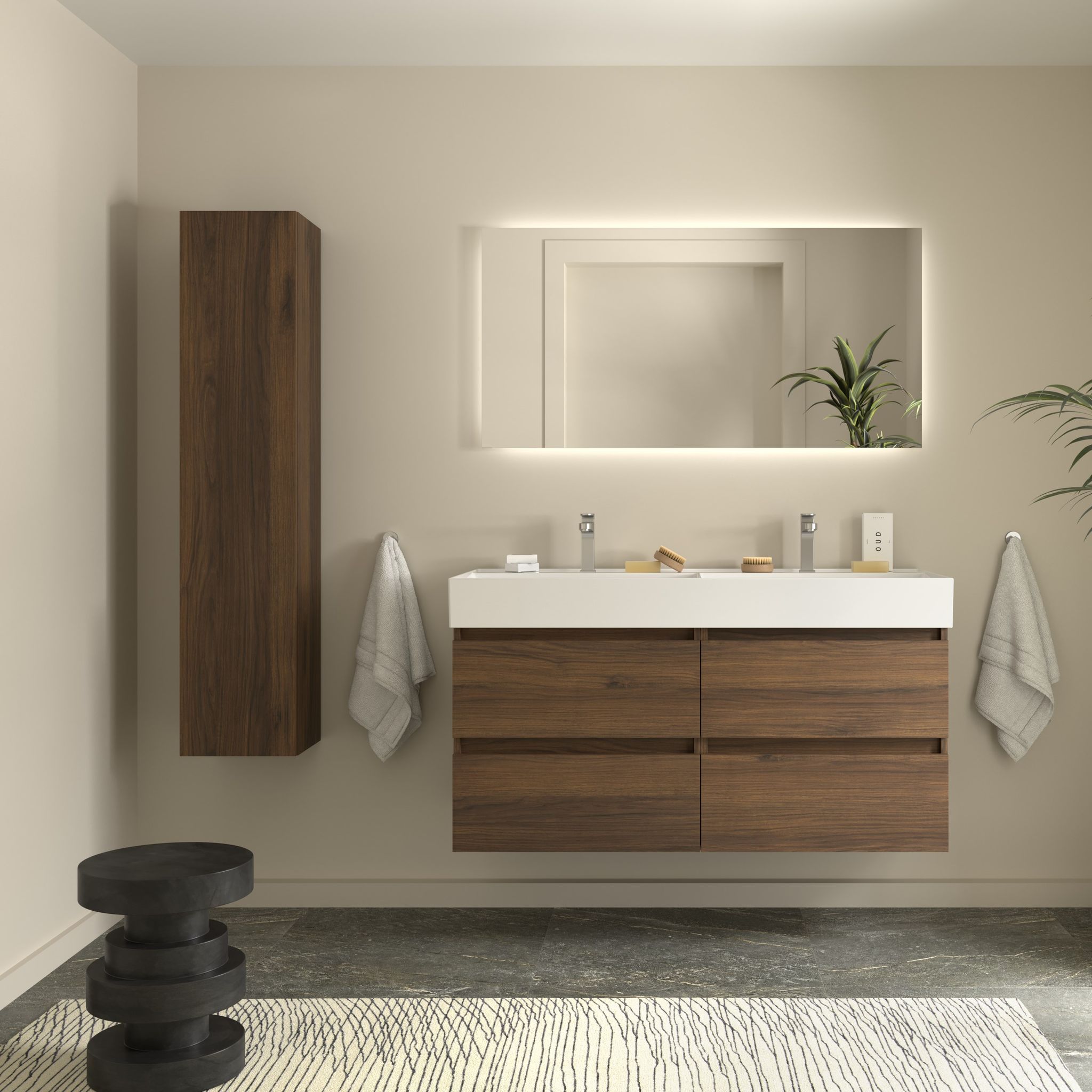 Cygnus Bath – Meuble De Salle De Bain 120cm – Vasque En Porcelaine