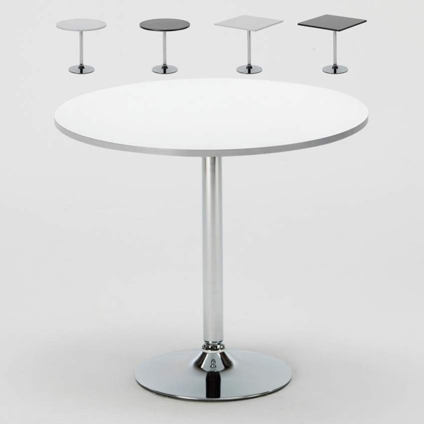 Ahd Amazing Home Design – Table De Bar Carrée 70x70 Cm – Hauteur 76,5 Cm – Pied En Acier À Effet Miroir – Pour Bars Et Cuisines Modernes