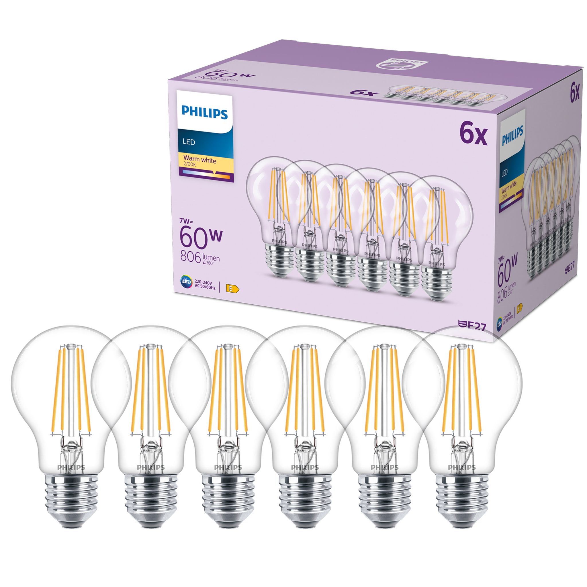 Led Lamps Licht Leuchtmittel, Led Classic E27 (E27, 806 Lm, 6X) - Bild 5