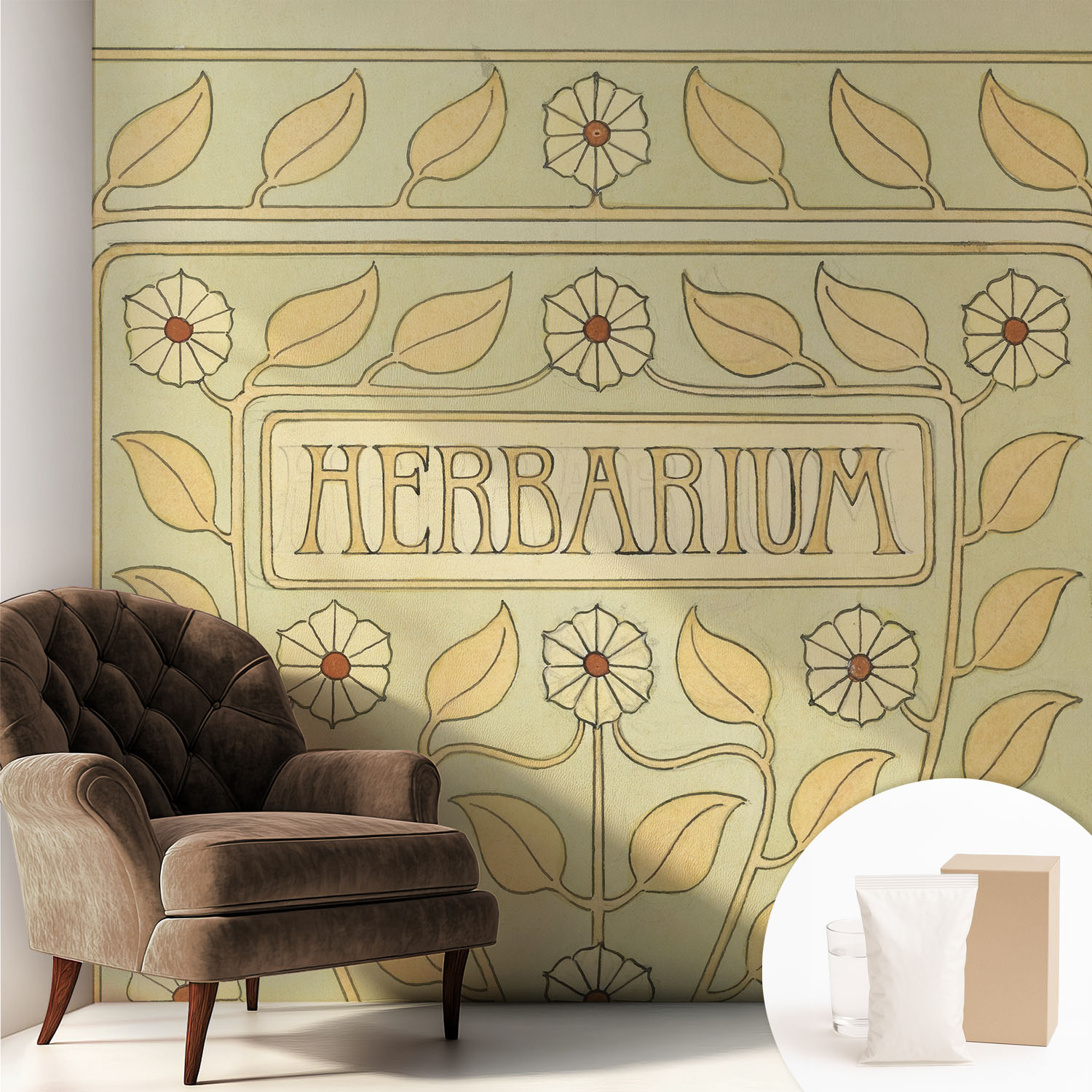 Tulup Tapete Vliestapete Mit Kleber - Wandgestaltung - Tapete Wohnzimmer - Flur Eingangsbereich Pflanzliches Ornament 250X250 Cm 4071214453544