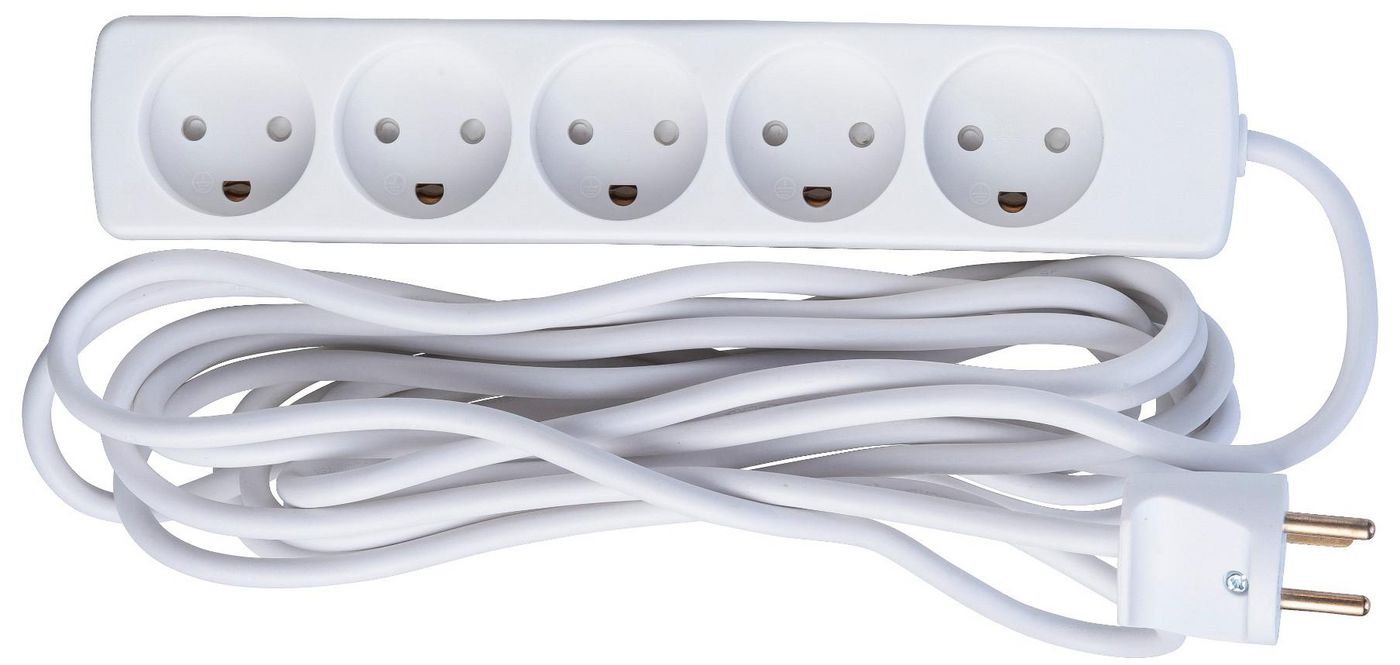 Microconnect Weiß 5 Steckdosen Dänische Steckdosenleiste 5M