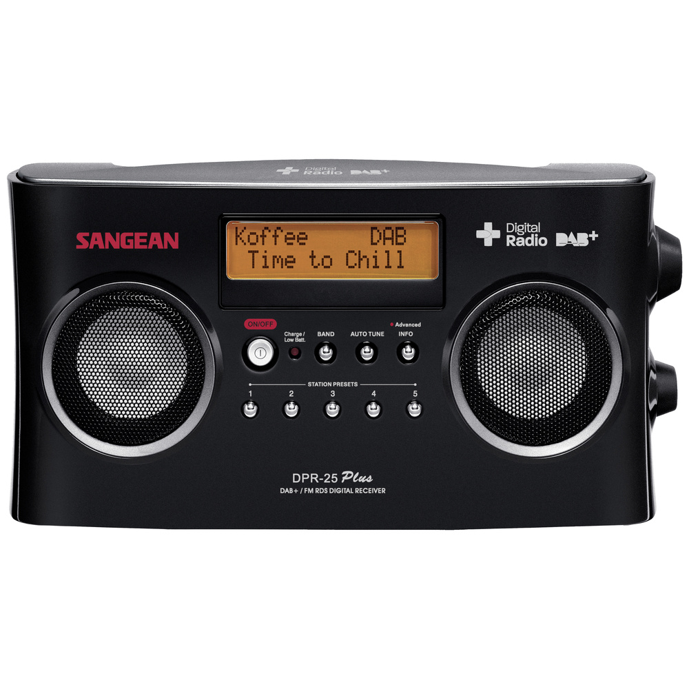 Sangean Dpr-25+ Kofferradio Dab+, Ukw Aux Akku-Ladefunktion Schwarz