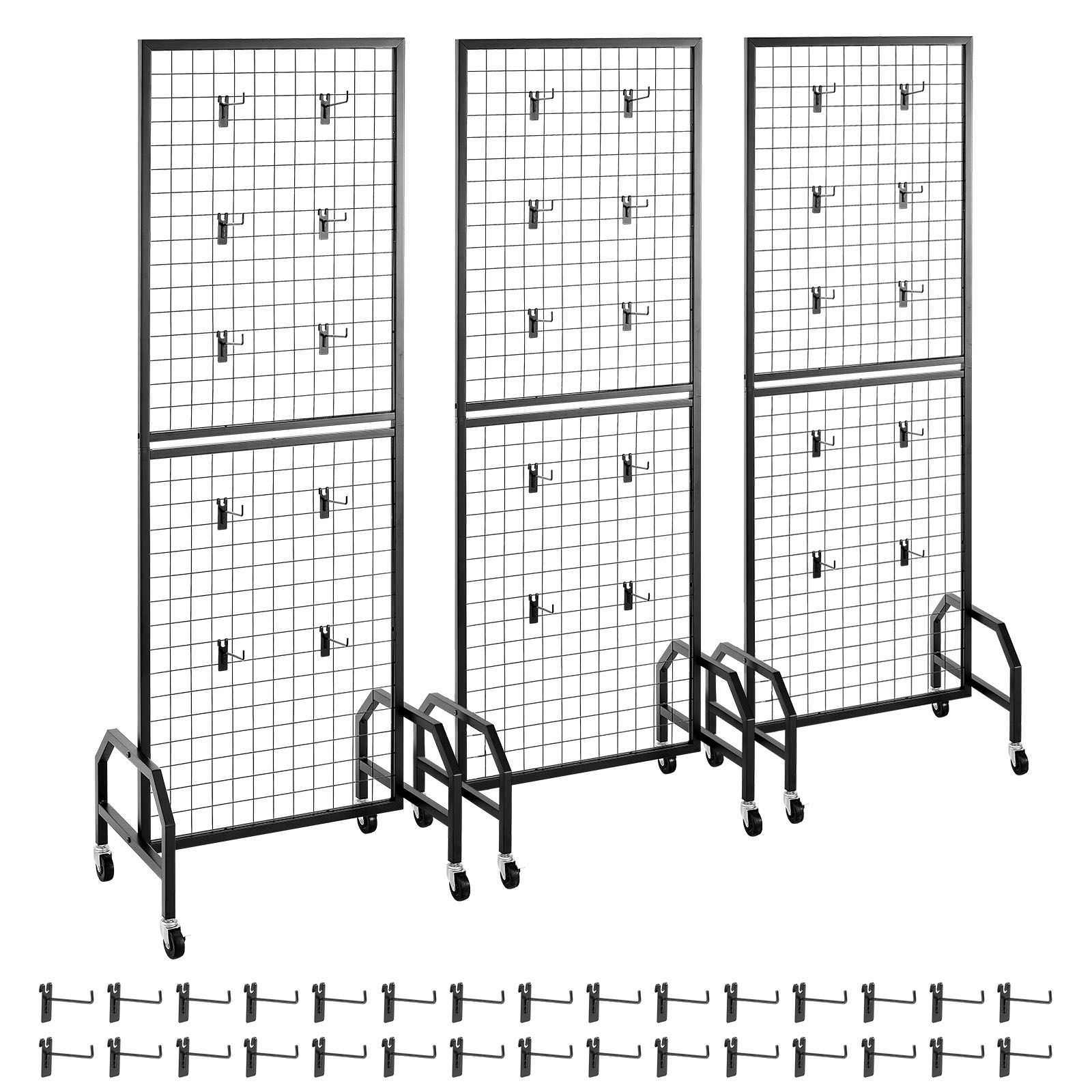 Mophorn Set Di 3 Pannelli A Griglia 60 X 164 Cm Con 30 Ganci, Struttur MOPHORN