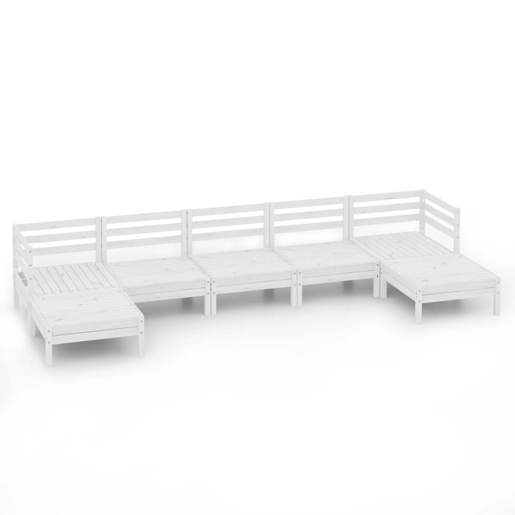 Vidaxl Weiß 7-Tlg. Garten-Lounge-Set Massivholz Kiefer