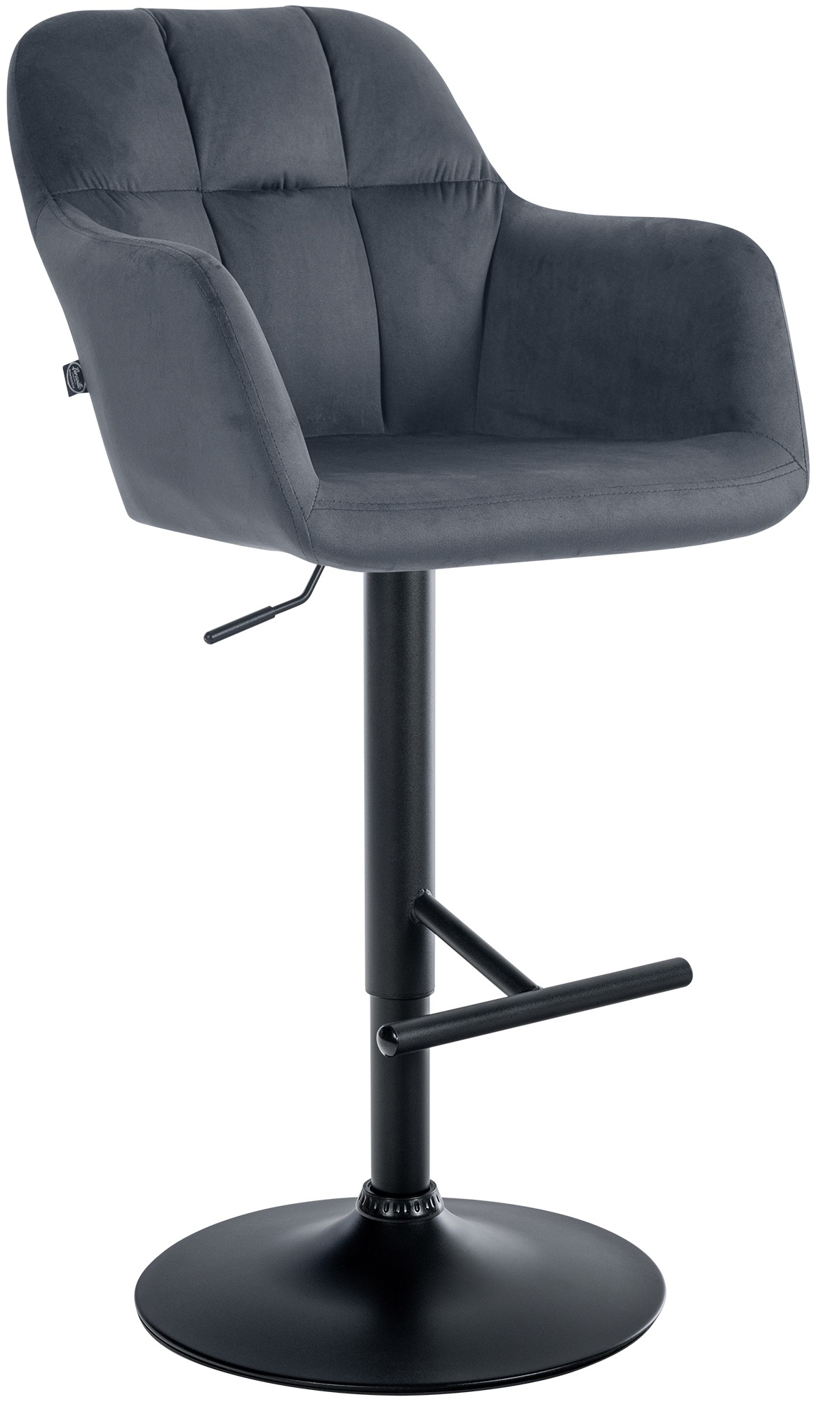 CLP Barhocker Natoma Samt I 360° Drehbar, Metallgestell Höhenverstellbar Mit Fußstütze I Tresenhocker Mit Gepolstertem Sitz Und Rücklehne