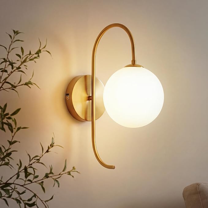 Gbly Applique Murale Intérieure G9 Lampe Murale Boule En Verre Doré