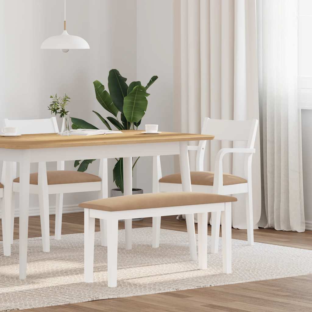 Vidaxl - Banc 90 Cm Blanc Bois Massif Caoutchouc