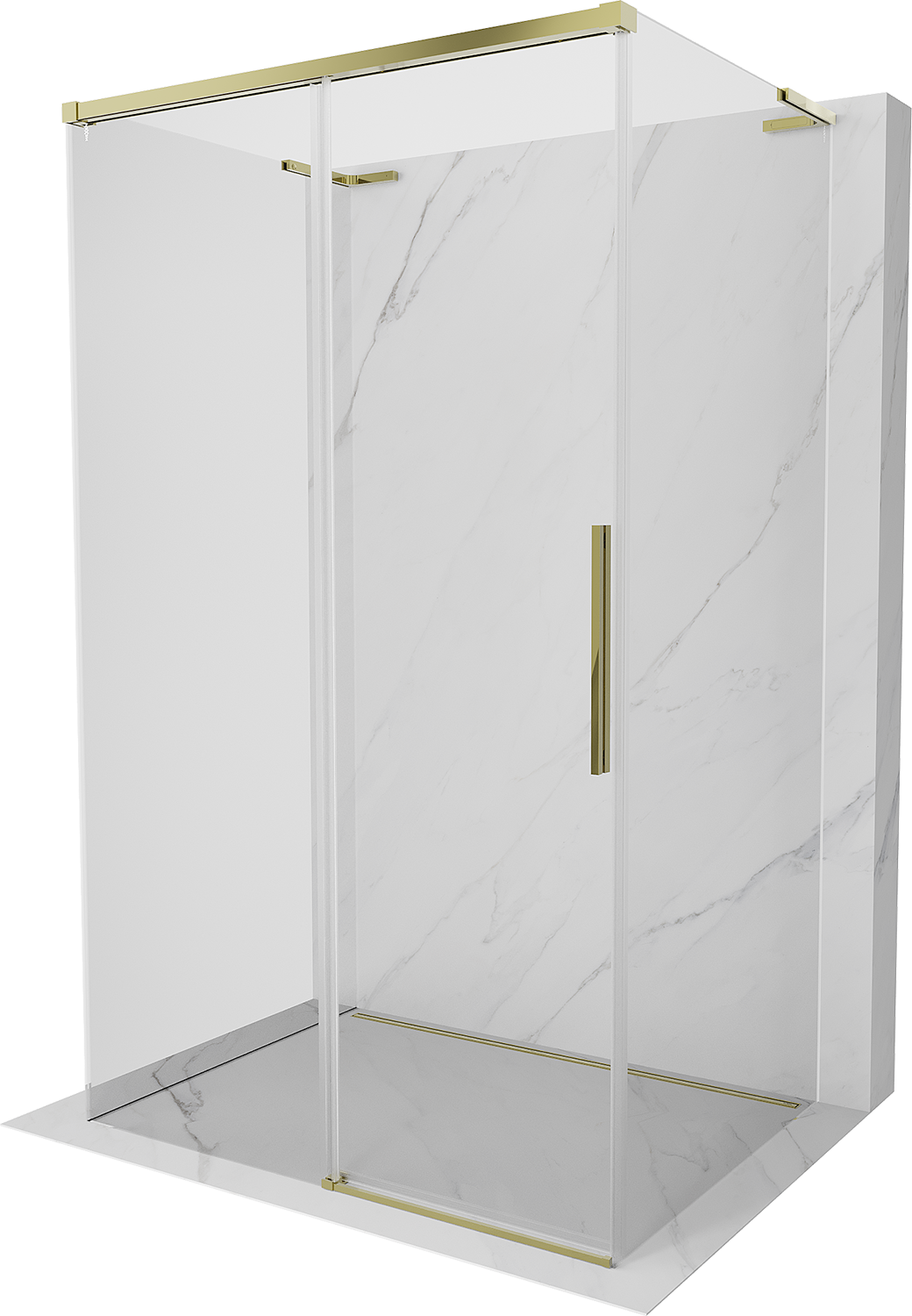 Mexen Rox-3s L Duschkabine, Dreiteilig, Verschiebbar, 160 X 100 Cm, Transparent, Gold - 8c2l-160-100-50-00-3s