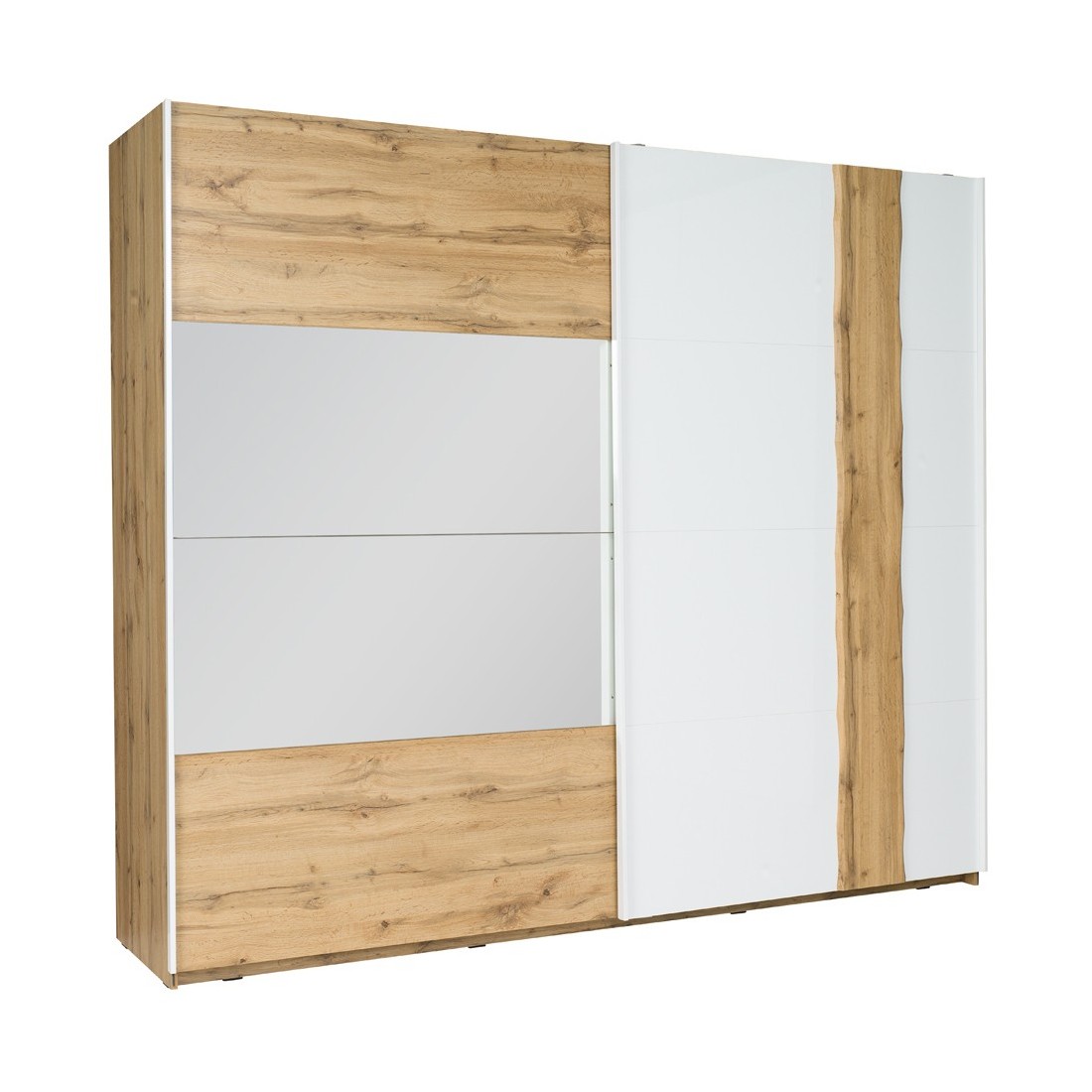 Meublorama - Armoire Wood 2 Portes Coulissantes Avec Miroir