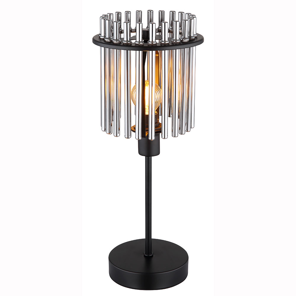 Schwarz Ausgefallene Tischleuchte Gorley Mit Rauchglas Stäben, Höhe 37,5Cm - Bild 7