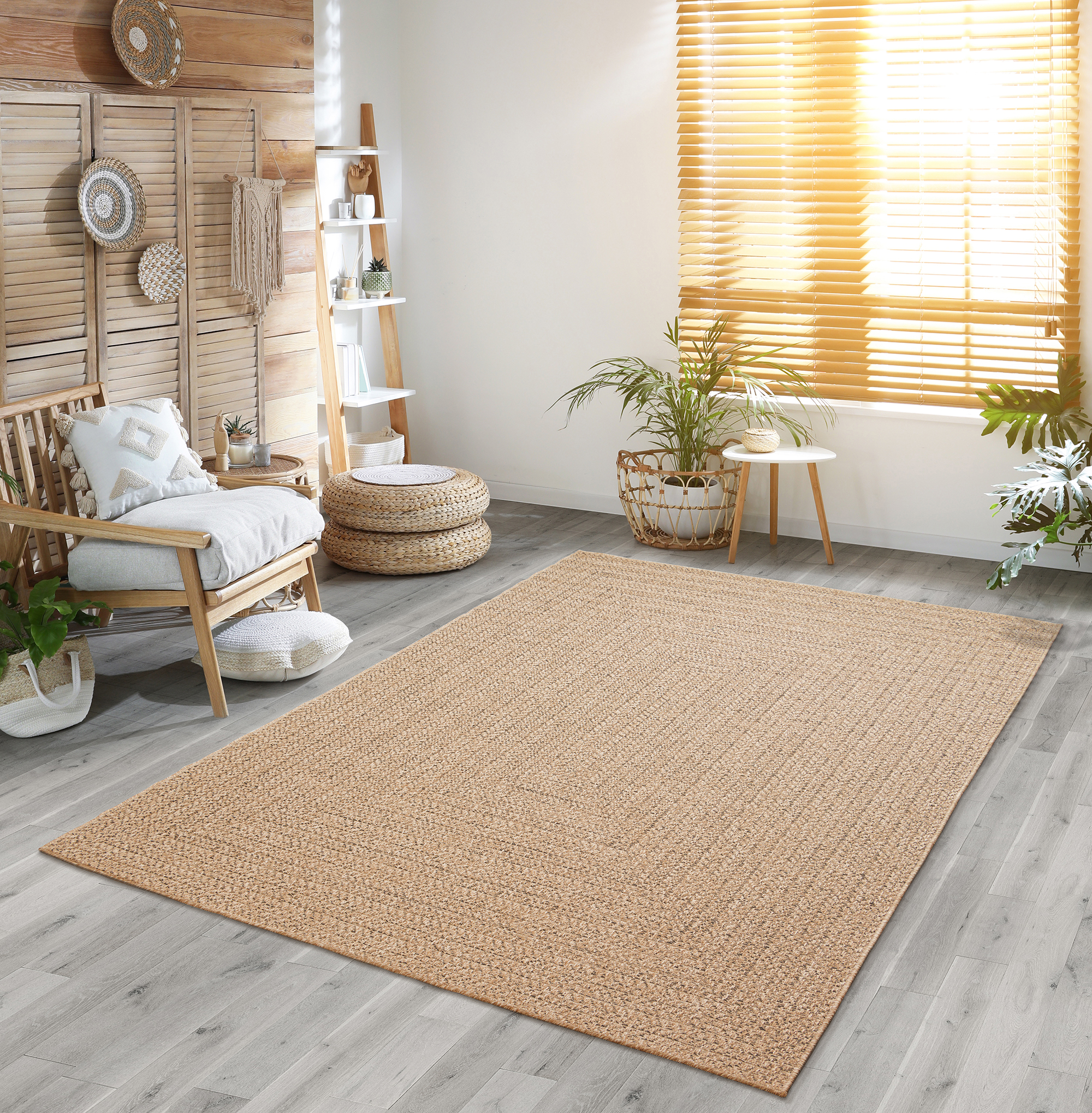 Kansas Tapis Intérieur Extérieur Look Jute Naturel, 140 X 200 Cm