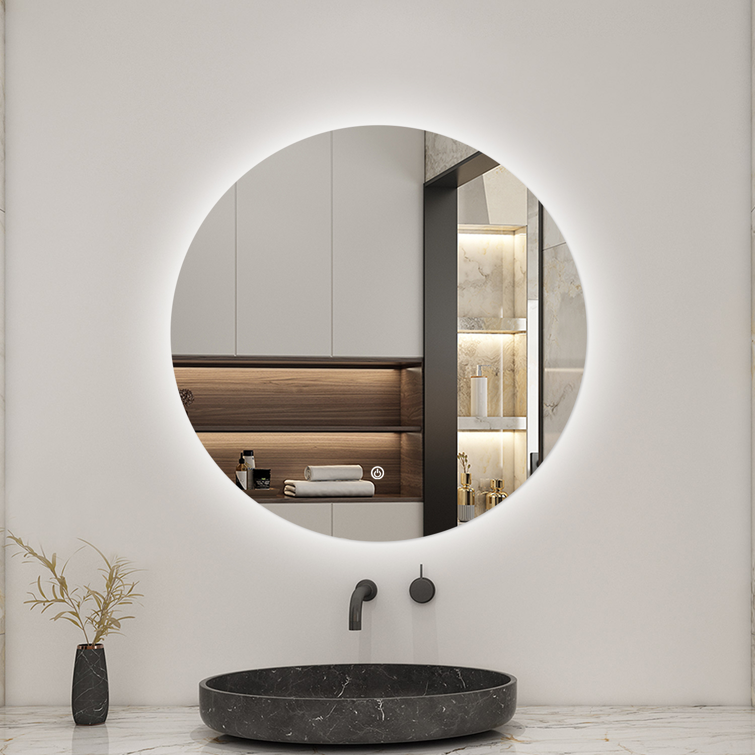 Miroir Lumineux Rond 80cm Avec Dimmable