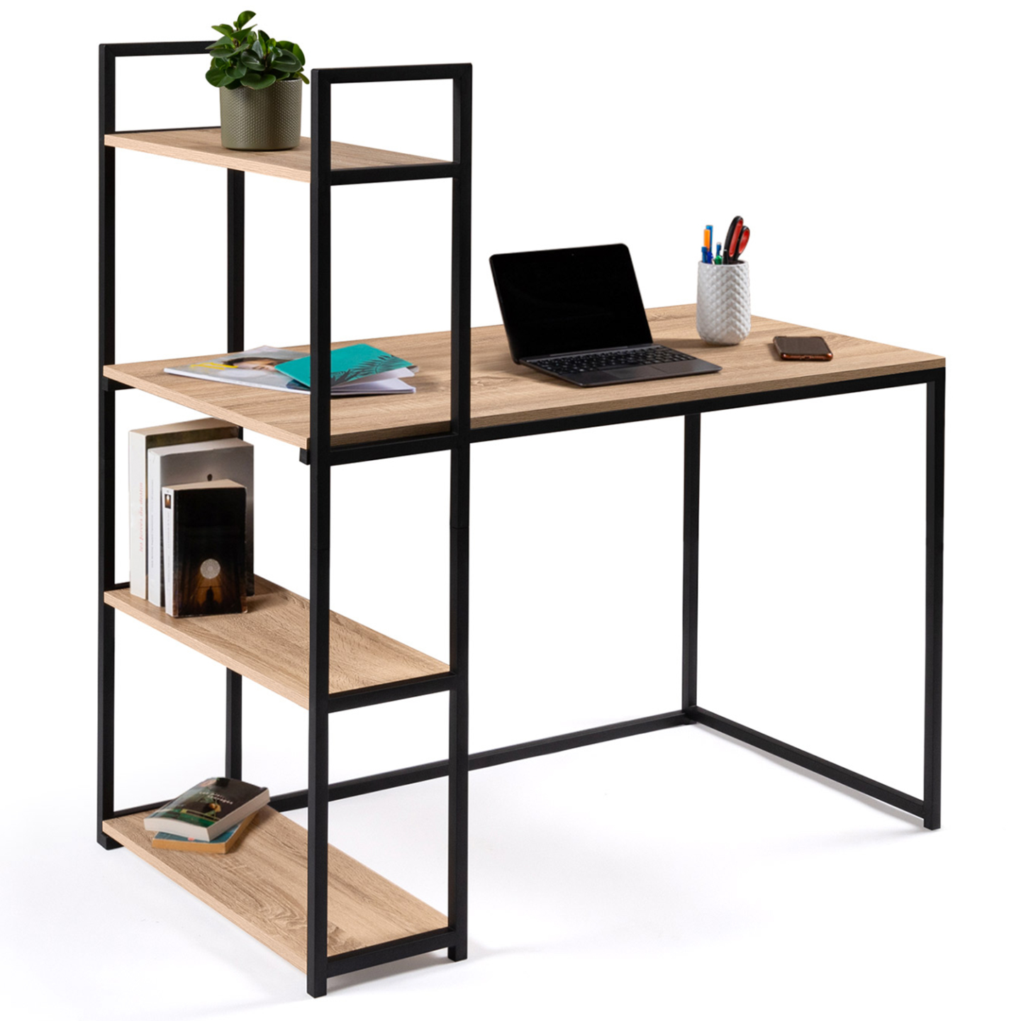 Idmarket - Bureau Bibliothèque Detroit - Design Industriel - Naturel