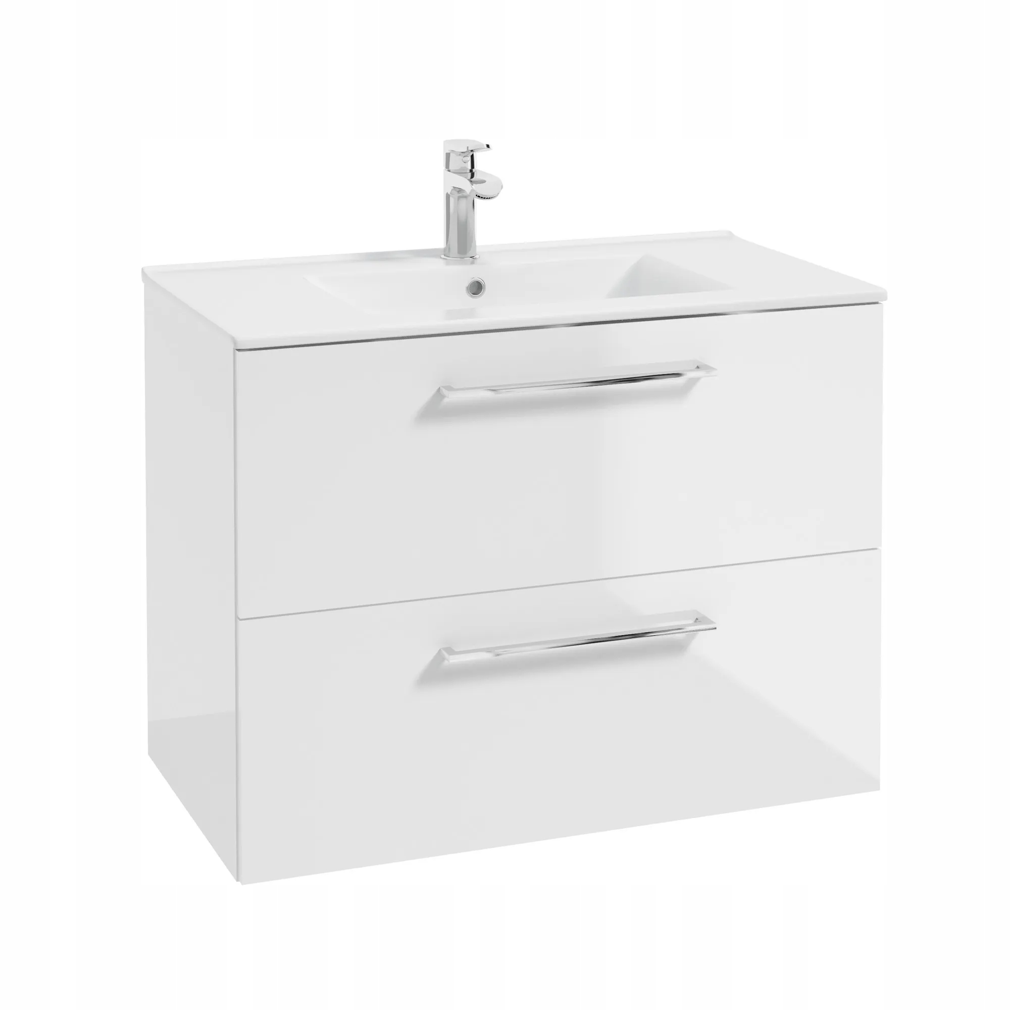 Stamar Badezimmer-waschtisch Mit Waschbecken – Hochglanzweiß – 70 X 39 Cm – Schubladen Mit Soft-close-funktion