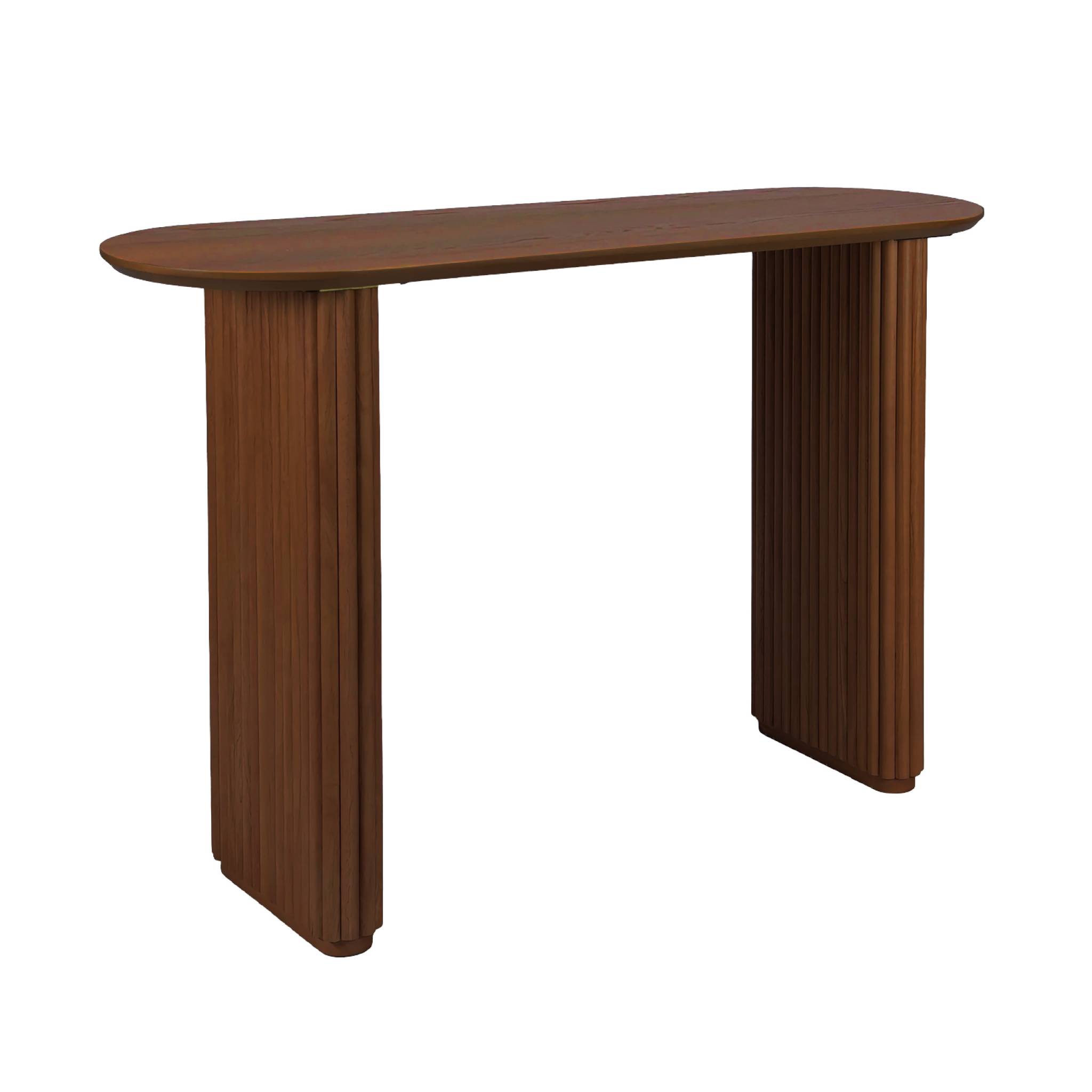 Sweeek Oval Console Rubberwood And Oak-effect Veneer Walnut 120x38x75 Cm - Gabrielle