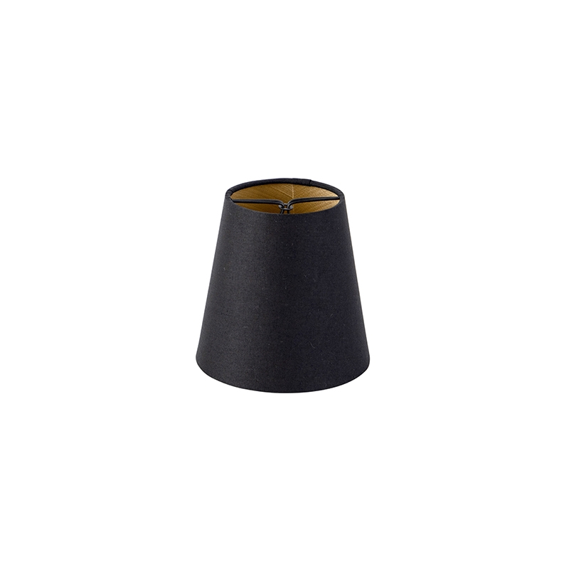 Qazqa Baumwollklemmschirm Schwarz 12 Cm Rund Mit Goldener