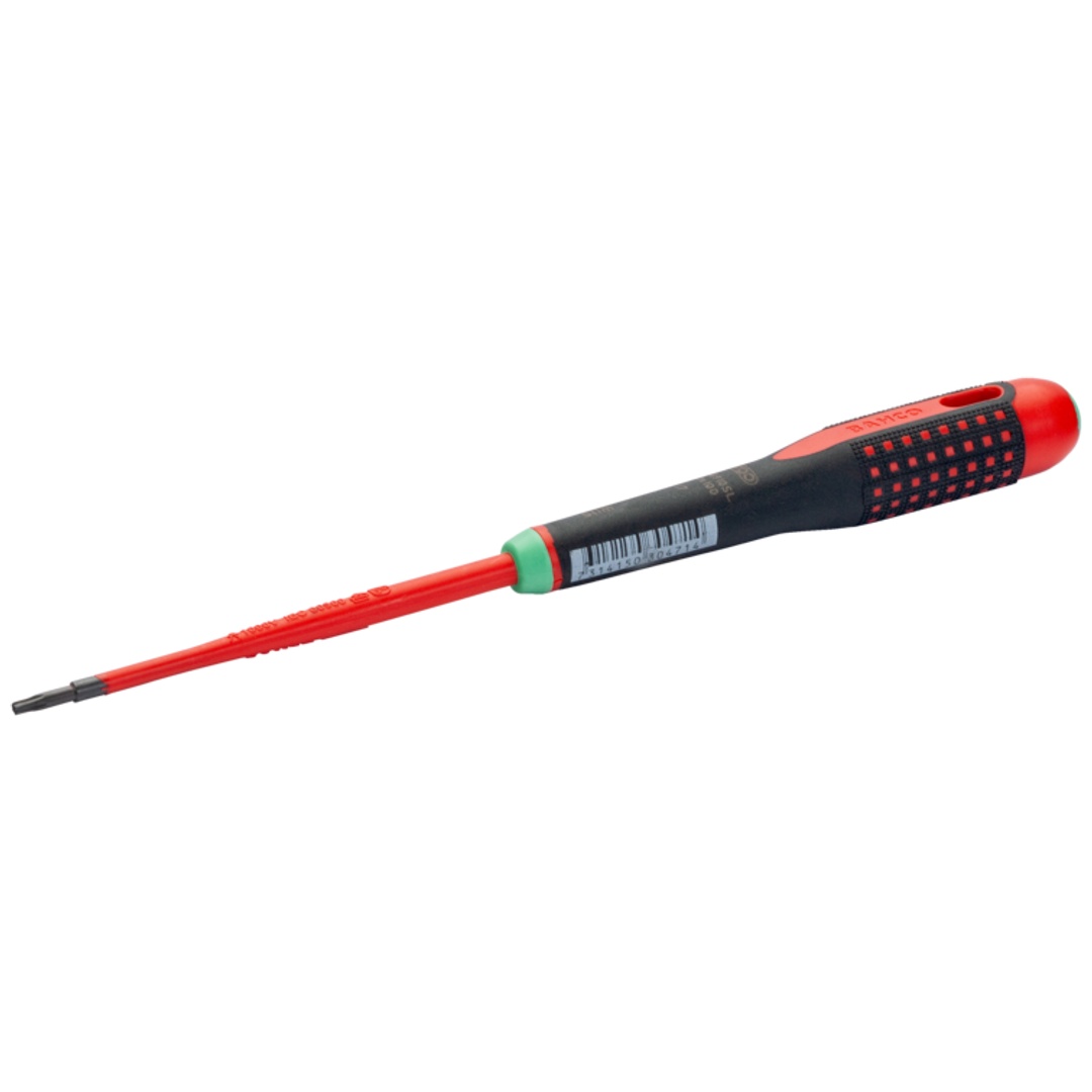Bahco Nach Vde Isolierter, Schlanker Ergo-Torx-Schraubendreher Mit Dreikomponenten-Griff, T20 X 100 Mm