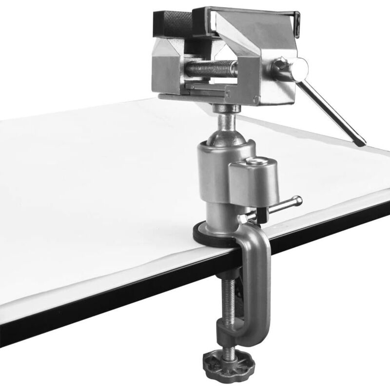 Étau d'établi à base pivotante 360°, alliage d'aluminium, mâchoires caoutchouc, 127 mm