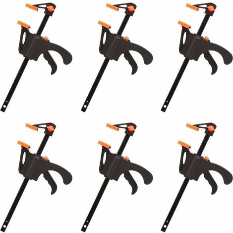 Serre-joints en F à serrage rapide, forme à cliquet, 4 pouces, lot de 6