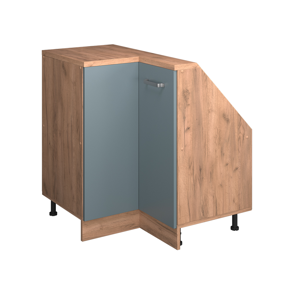 Dachschrägenschrank Eckschrank Rion, Blau-grau/goldkraft Eiche, 75.6 X 81.6 Cm Mit 1 Tür, Vicco
