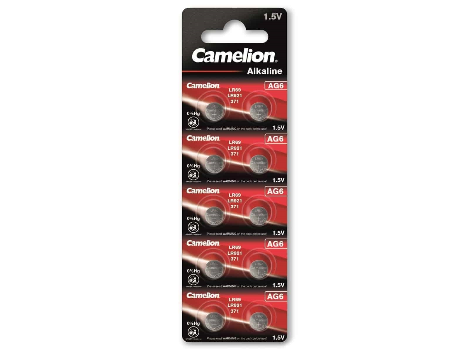 Camelion Alkaline Knopfzellen Ag6 / Lr69 / Lr921 / 371, 1,5 Volt, 10 Stück - Bild 4